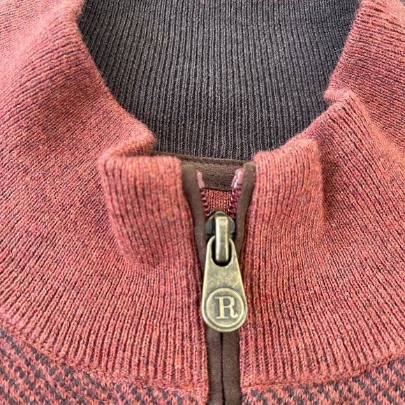 JOS A BANK RESERVE Men's Cashmere Blend Mock Neck Sweater Rust Black Sz Large - Picture 5 of 12